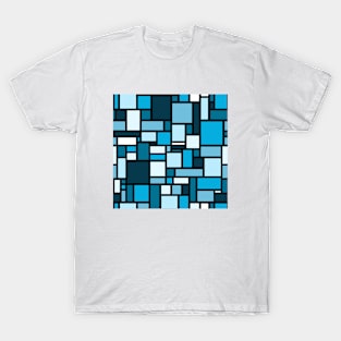 Blue Square and Rectangle Geometric Patterns - Disco Vibes T-Shirt